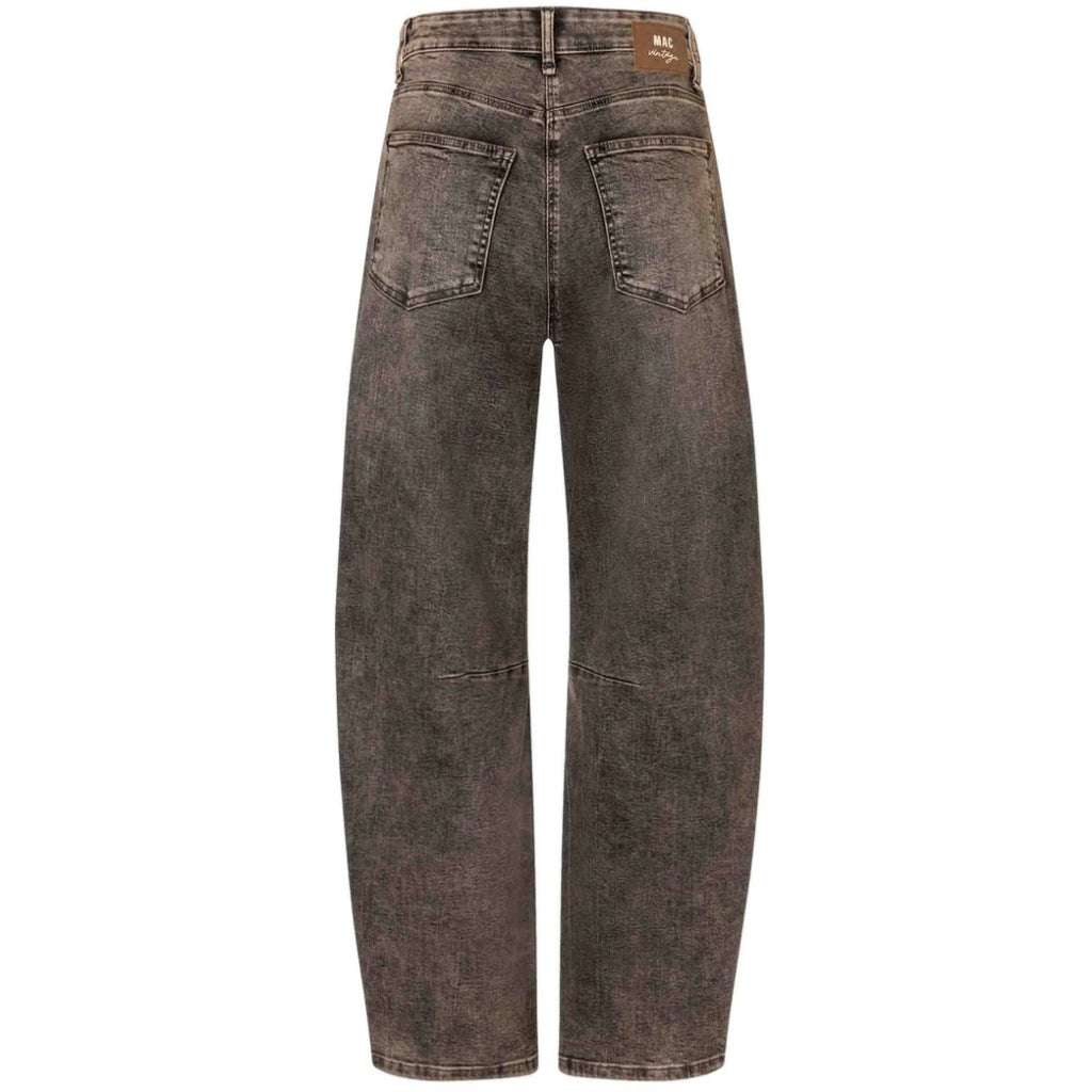 Mac Dakota 28L Brown Crincle Relaxed Barrel Leg Jeans