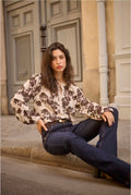 Cream 10615333 Cream Color Ruby Blouse With Long Sleeves