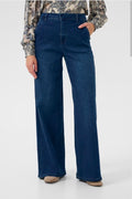 Cream 10612286 Dark Blue Denim Wide Leg Trousers