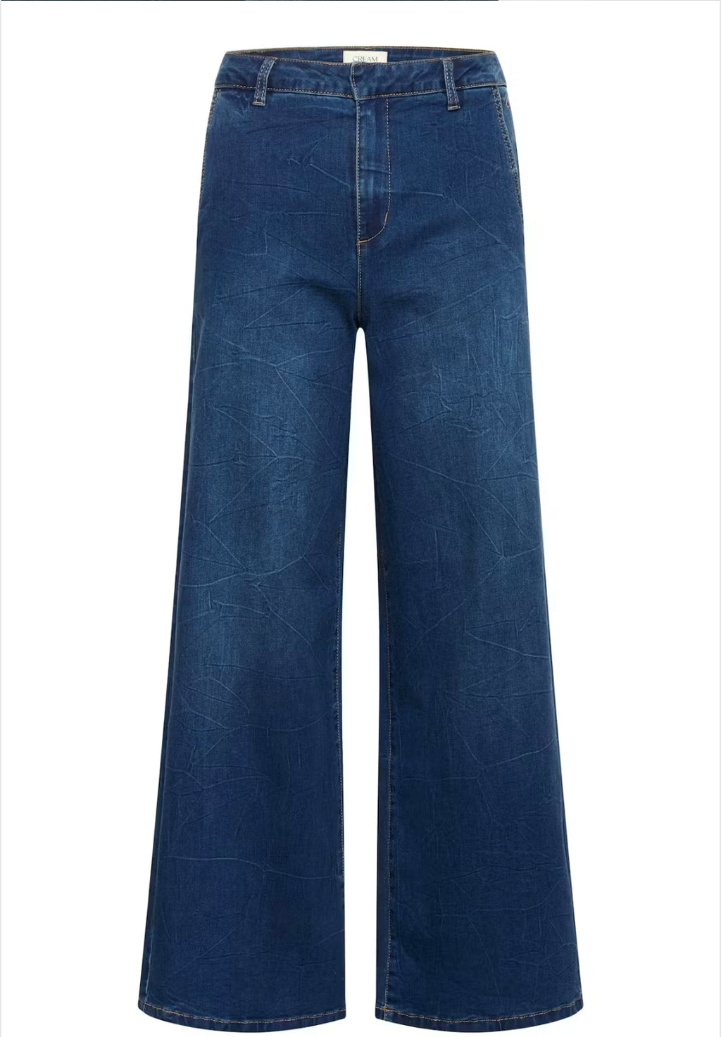 Cream 10612286 Dark Blue Denim Wide Leg Trousers