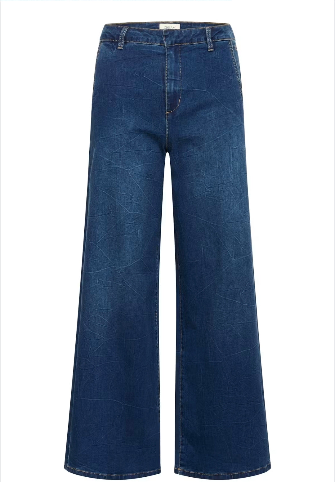 Cream 10612286 Dark Blue Denim Wide Leg Trousers
