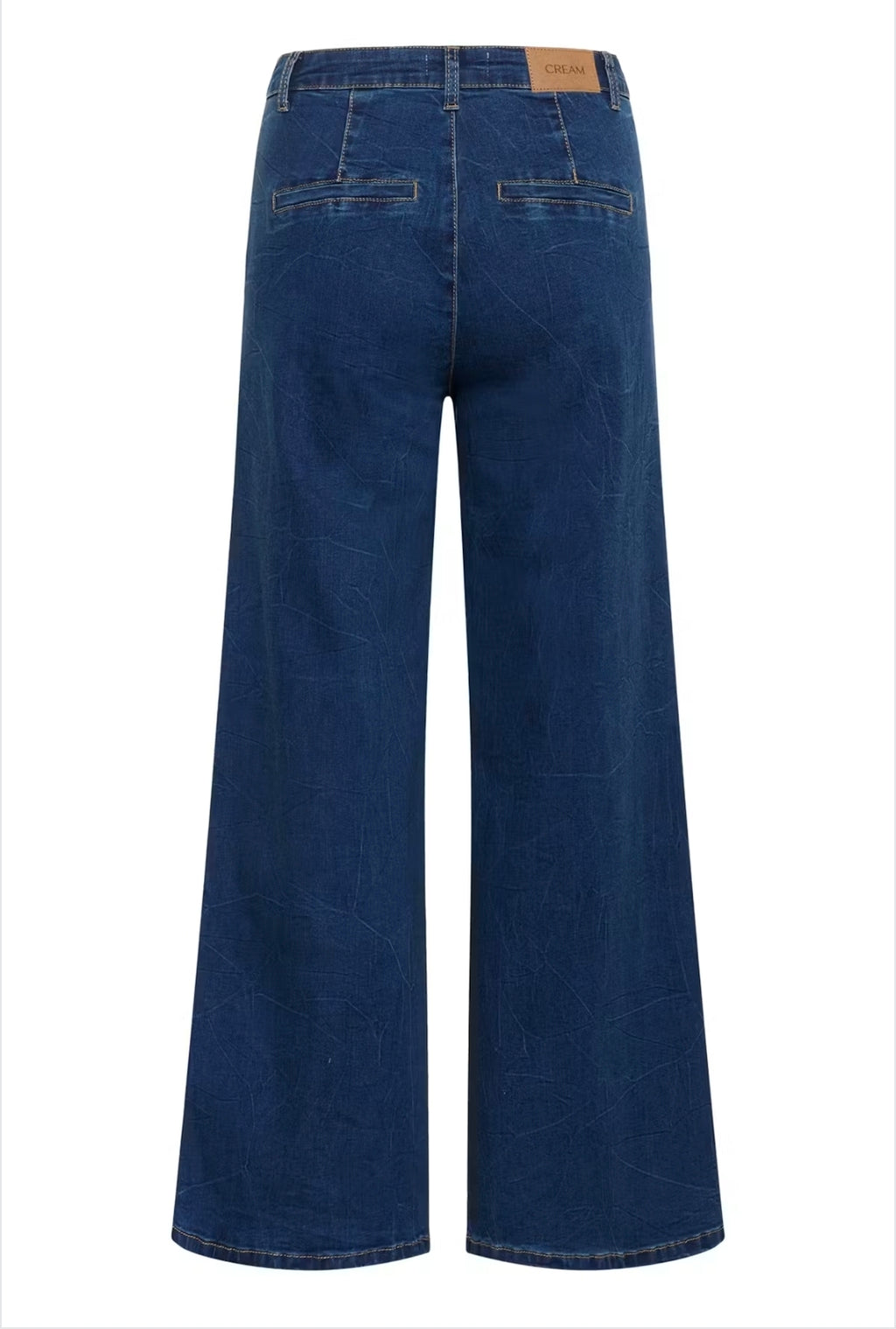 Cream 10612286 Dark Blue Denim Wide Leg Trousers