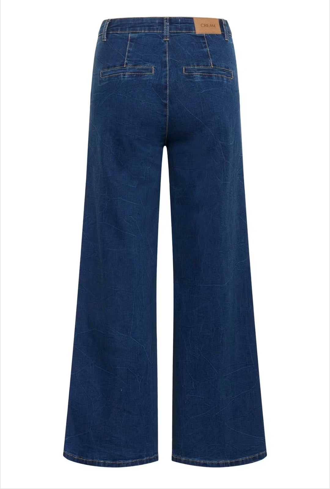 Cream 10612286 Dark Blue Denim Wide Leg Trousers