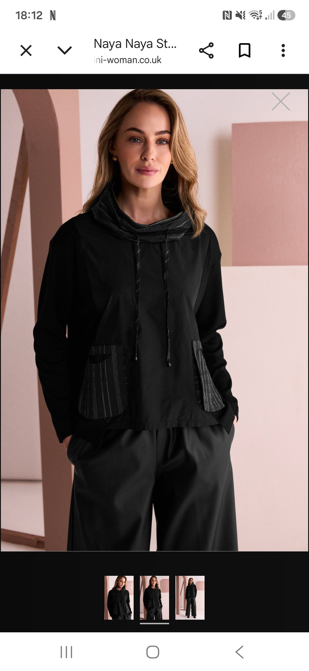 Naya 153 Stripe Drawstring Neck And Pocket Top