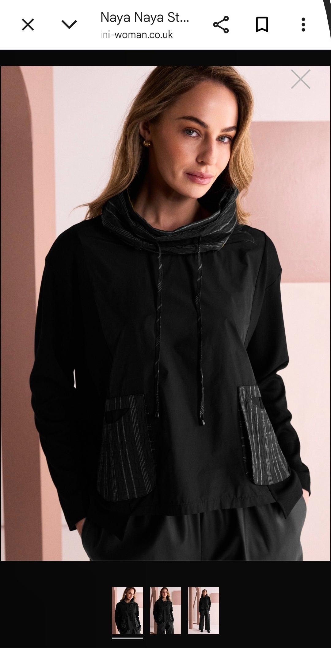 Naya 153 Stripe Drawstring Neck And Pocket Top