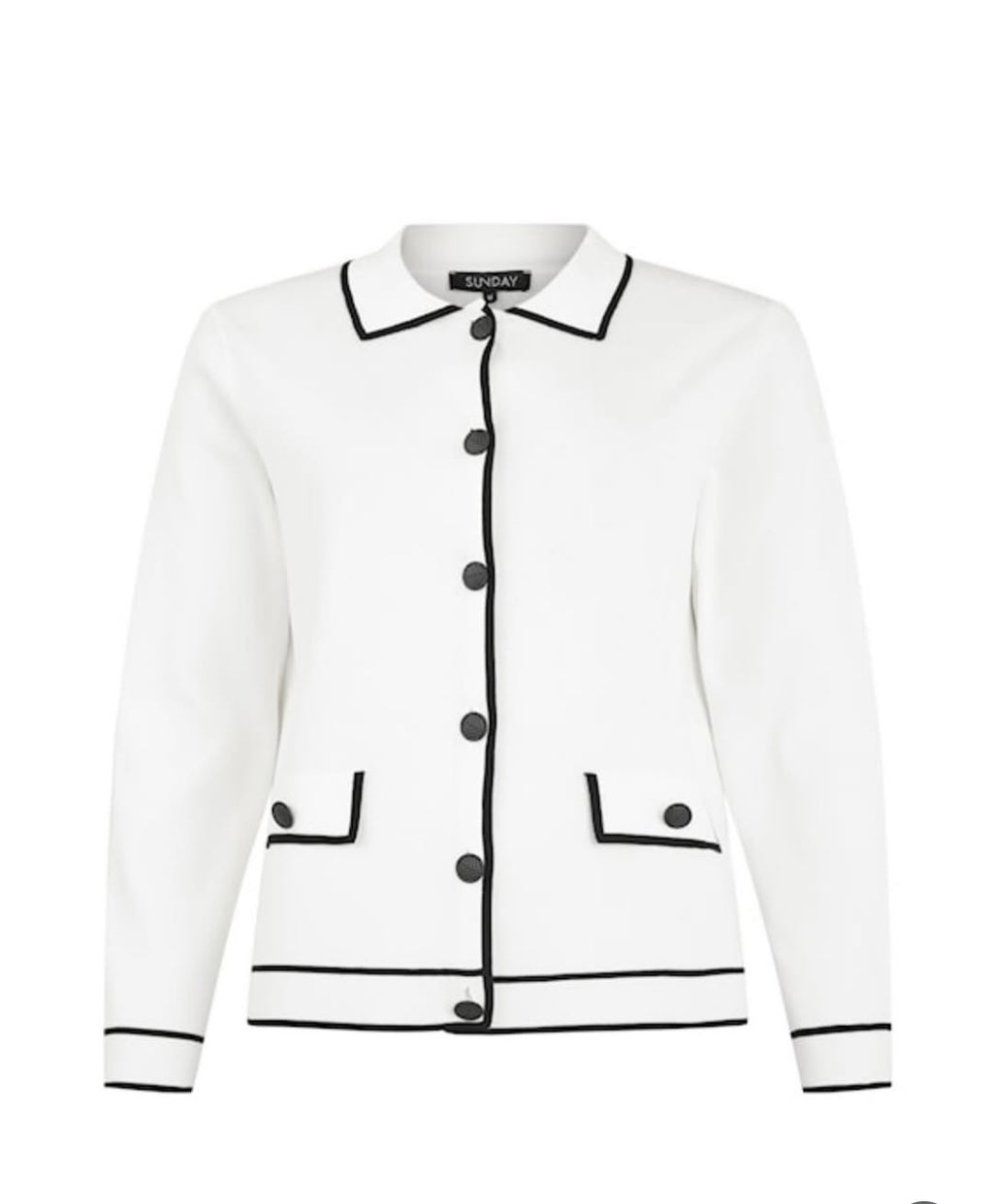 Sunday 6977 Off-white Cardigan With Black Trim