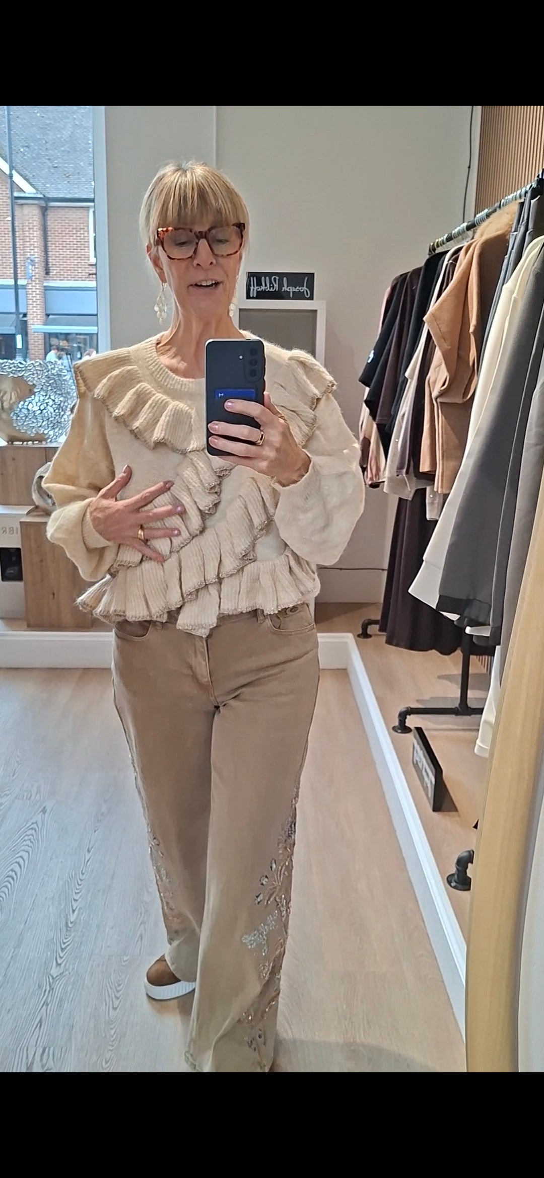 Nekane BN.ARI Ecrue Mix Wool Jumper With Asymmetrical Ruffles