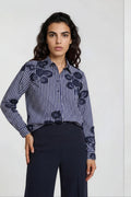 Milano Italy 6349013557 Navy Print Long Sleeve Shirt