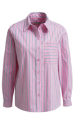 Milano Italy 6348903628 Sugar Pink Print Shirt Blouse With Collar