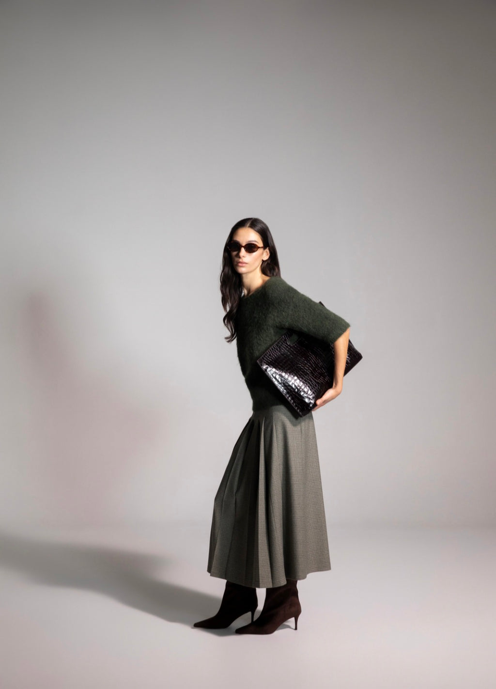 Maria Bellentani Anya Khaki Green Knitted Jumper With Short Sleeves