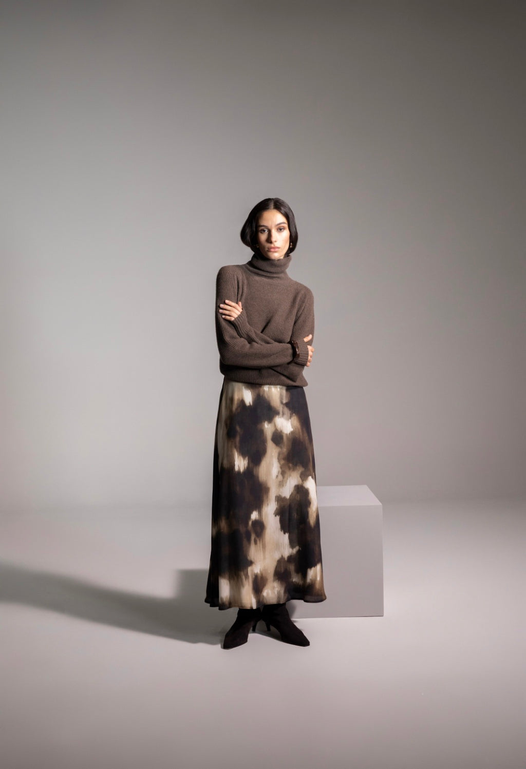 Maria Bellentani Doris Chocolate Brown Knitted Turtleneck Jumper