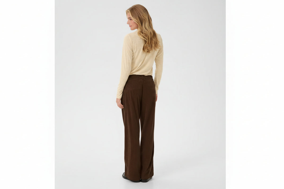 Cream 10614146 Corduroy Dark Brown Straight Leg Trousers