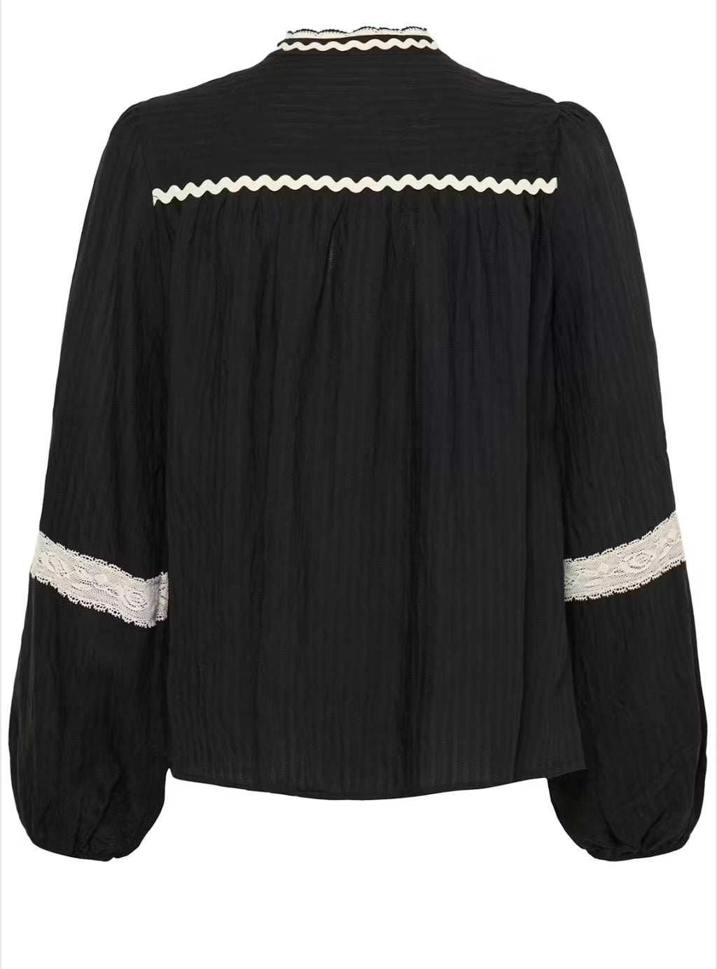 Cream 10615564 Pitch Black And Cream Lunea Blouse With long Sleeve