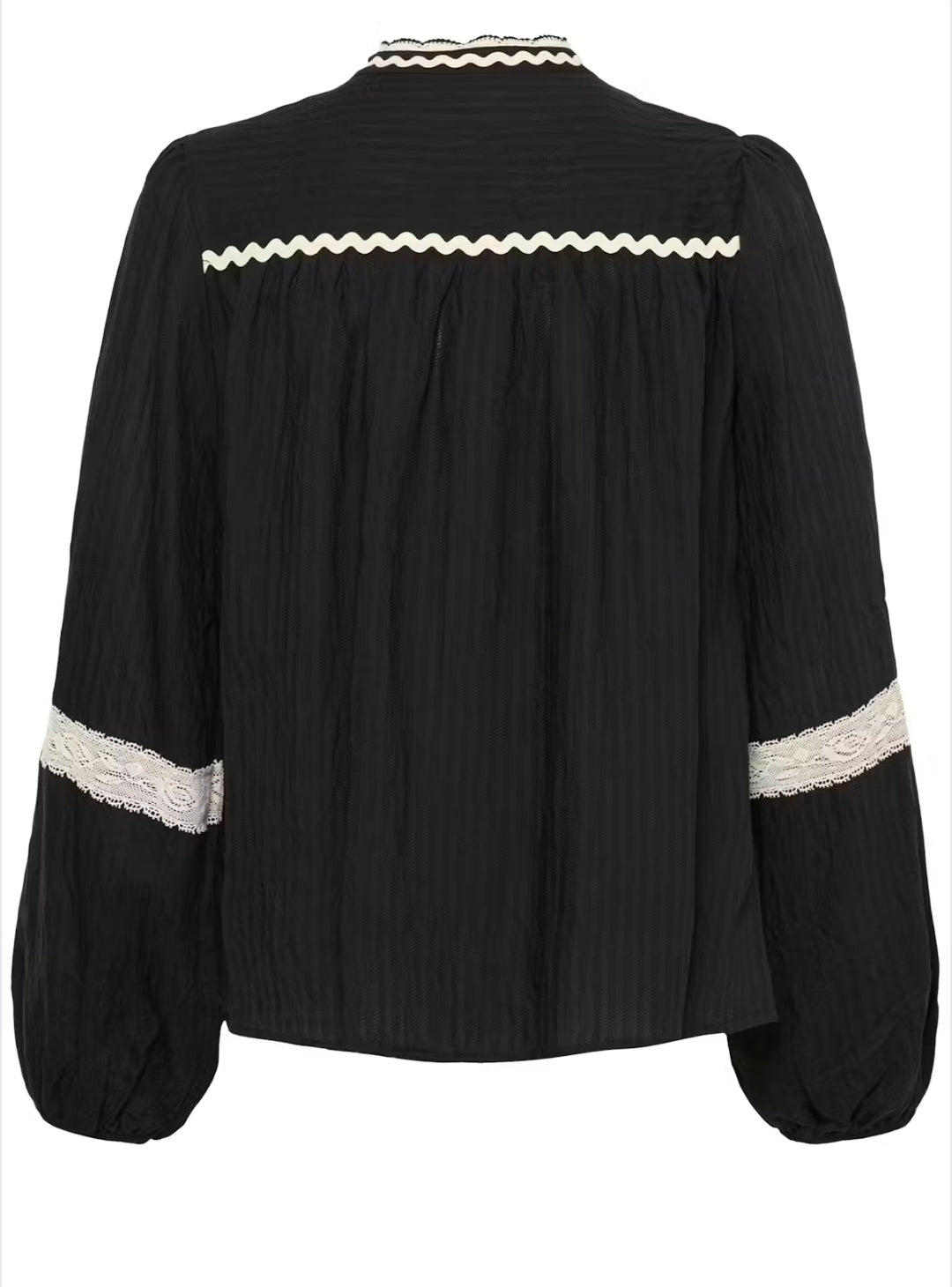 Cream 10615564 Pitch Black And Cream Lunea Blouse With long Sleeve