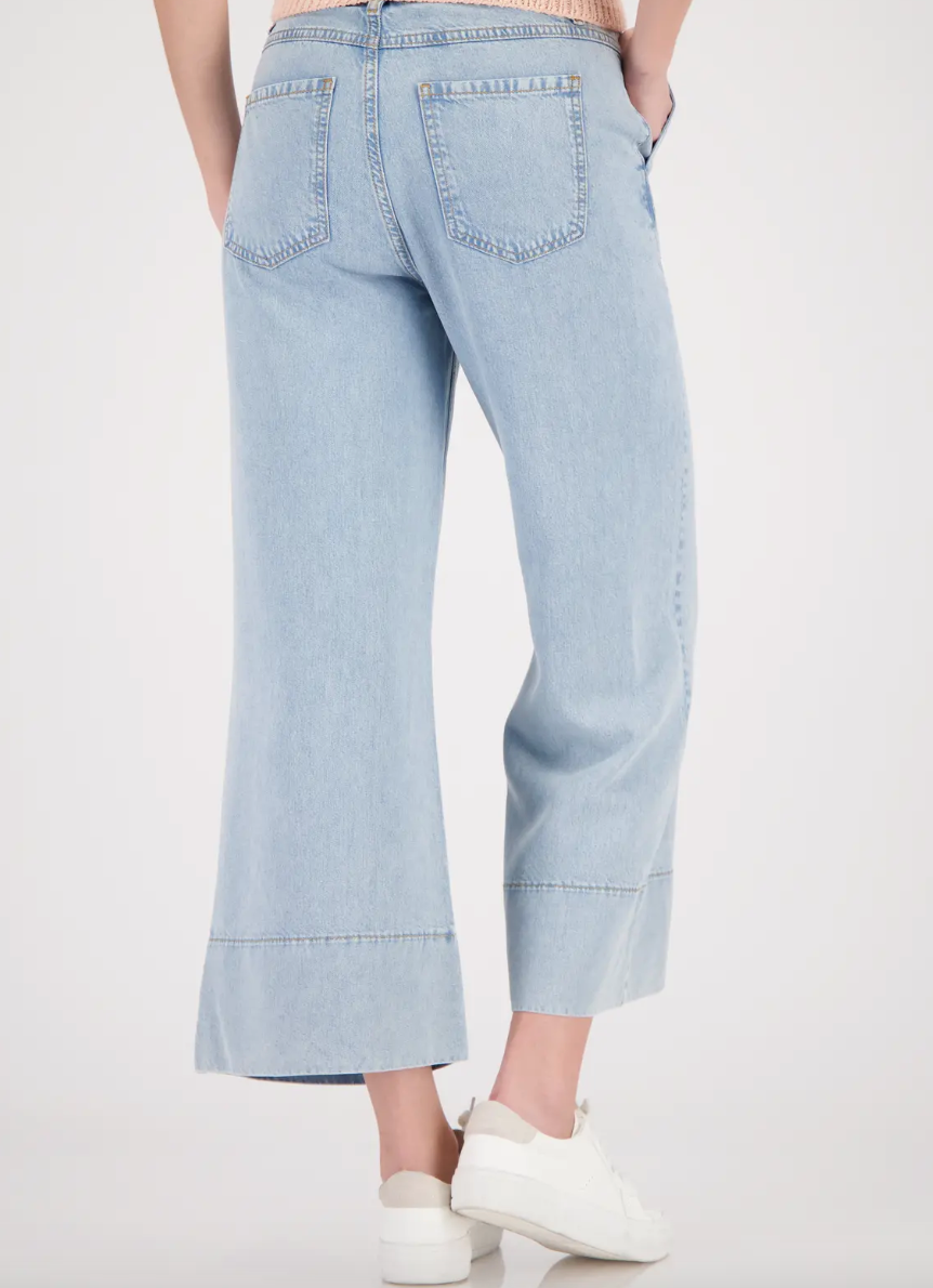 Monari 410539 Light Denim Wide Leg 7/8 Trousers Jeans