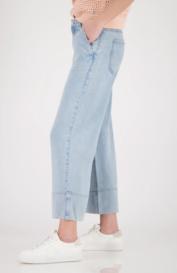 Monari 410539 Light Denim Wide Leg 7/8 Trousers Jeans