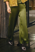 Traffic People 13131018 Olive Green Satin Trouser