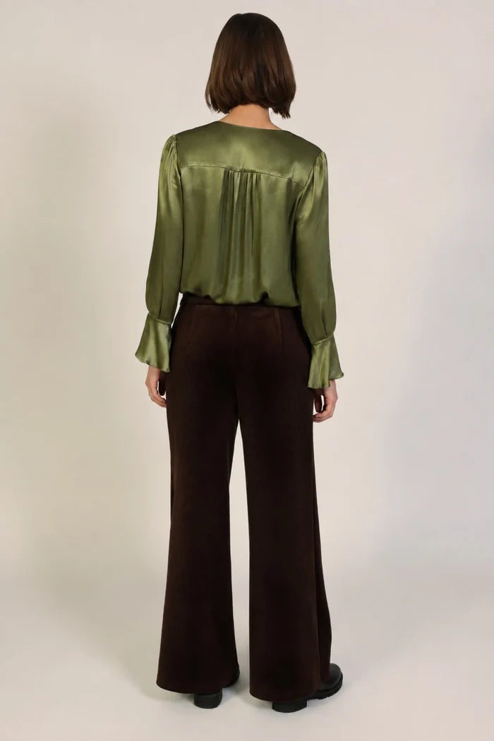 Traffic People 13199018 Olive Green Satin Smart Shirt