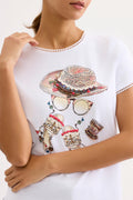 Leo & Ugo TEJ983 White Short Sleeved T-shirt Features Summer Themed Graphic