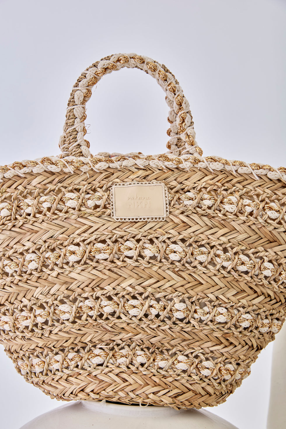 Nekane TN.CRISAN Tan Raffia And Lurex Hand Bag