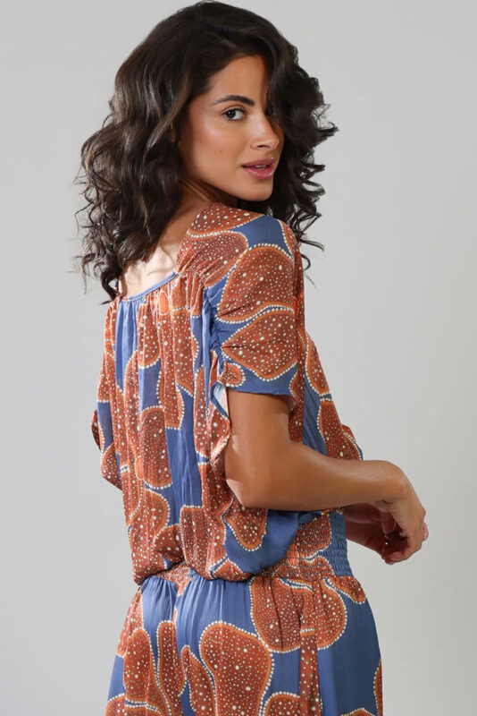 Traffic People Whispers Blue Printed Top