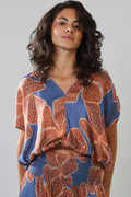 Traffic People Whispers Blue Printed Top