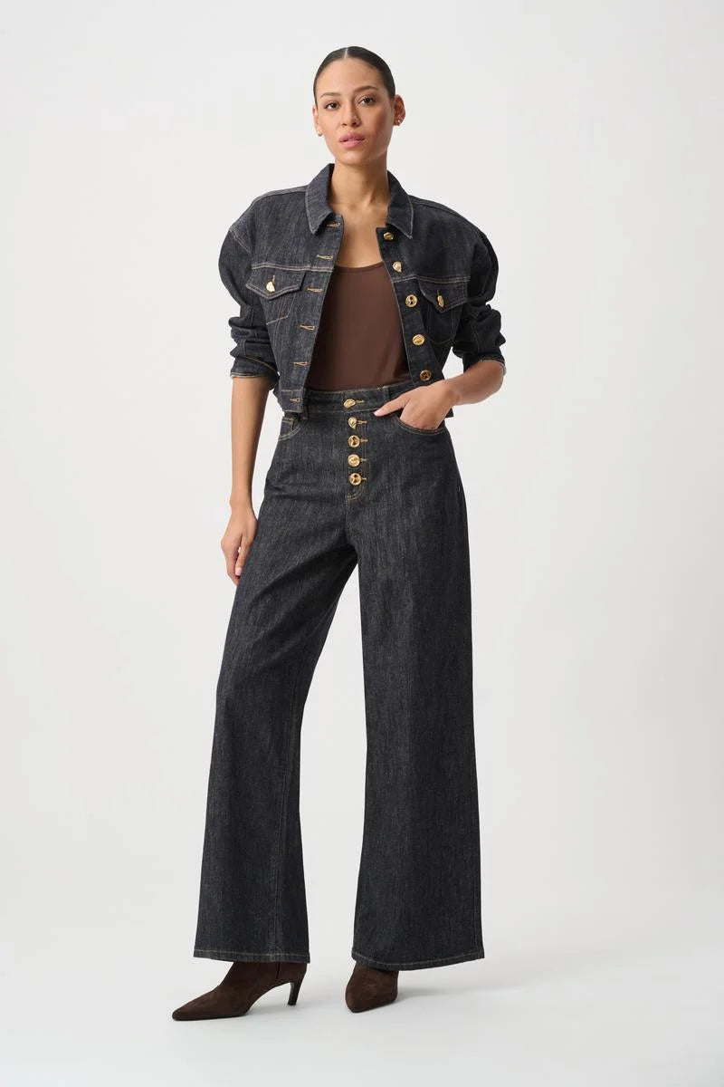 Joseph Ribkoff 264901 Dark Blue Denim Wide Leg Jean