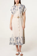 Nova Floral Border Printed Linen Dress