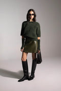 Maria Bellentani Anya Khaki Green Knitted Jumper With Short Sleeves