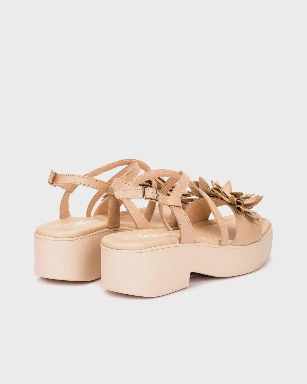 Wonders B-1002 Natural Cream Colour Sandals With Wedge Heel And Delicate Ankle Straps