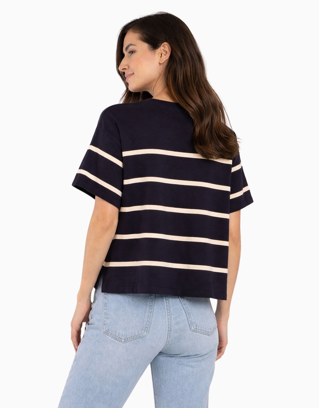 Betty Basic BB4107 Bailey Navy And Blue Boxy Top