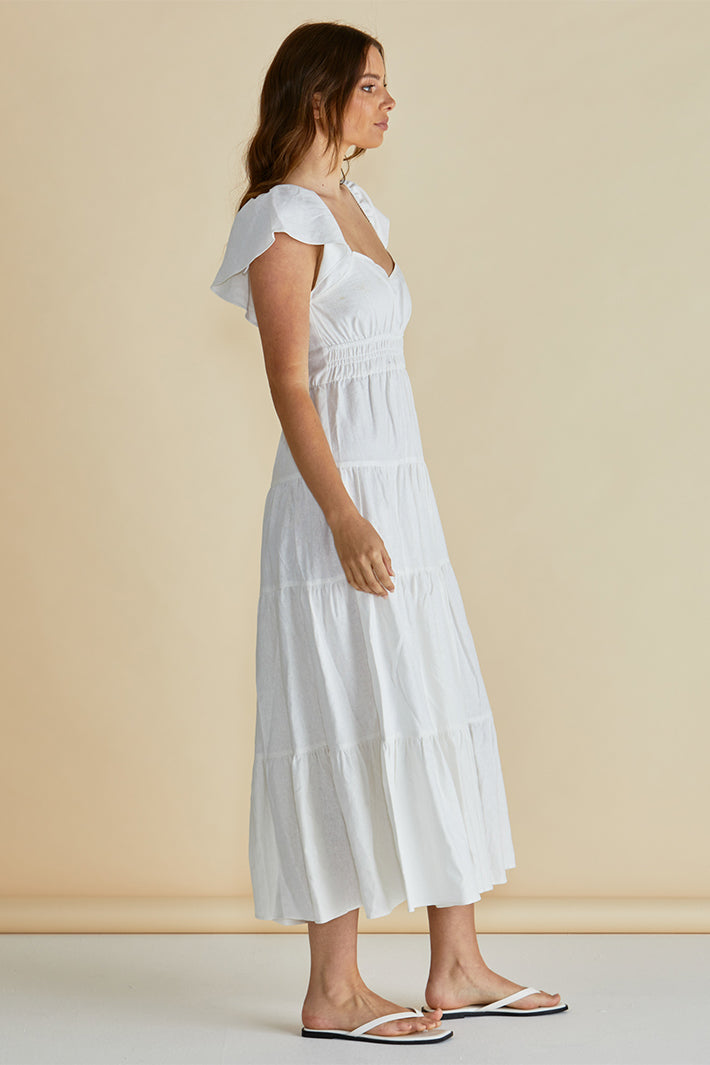 Betty Basic BB8514 Red Sleeveless Summer Maxi Dress With Tiered Skirt