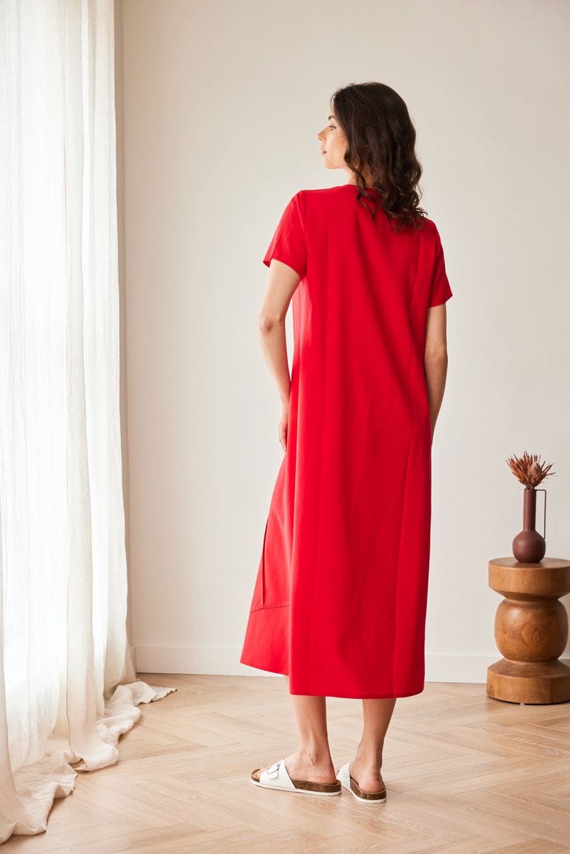 Peruzzi 152 Jersey Side Panel  V Neck Dress