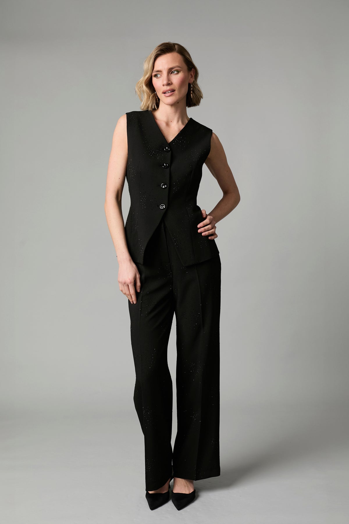 Fee G Black Smart Diamante Tailored Trouser