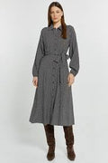 Betty Basic BB8587 Tessa Geometric Print Shirt Dress In Nutmeg Color