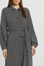 Betty Basic BB8587 Tessa Geometric Print Shirt Dress In Nutmeg Color