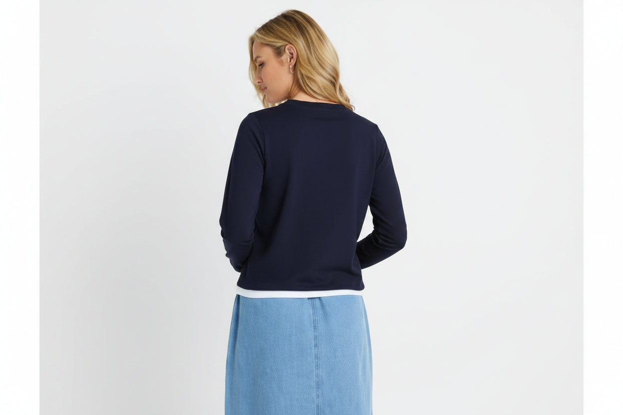 Betty Basic BB4131 Navy Knit Scallop Jumper