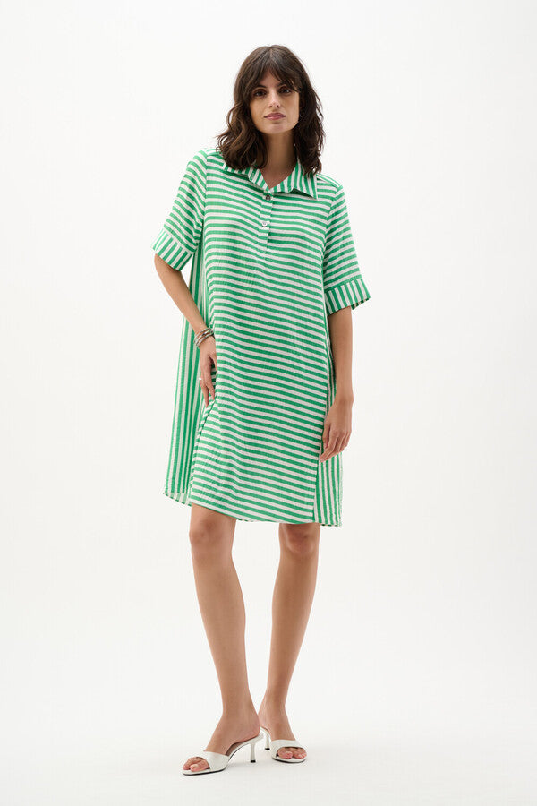Joseph Ribkoff 262175 Green Dress With Short Sleeves And Collar