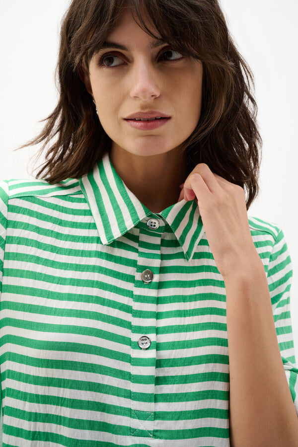 Joseph Ribkoff 262175 Green Dress With Short Sleeves And Collar