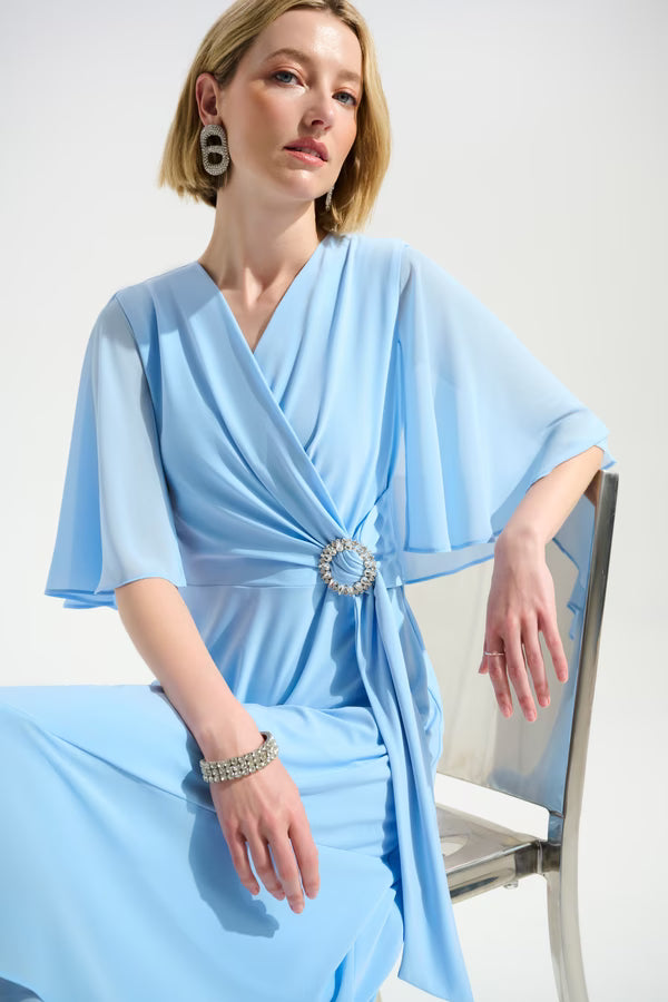 Joseph Ribkoff 261714 Sky Blue Chiffon Midi Dress