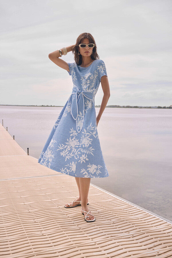 Joseph Ribkoff 262191 Vanilla And Blue Dress