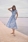 Joseph Ribkoff 262191 Vanilla And Blue Dress