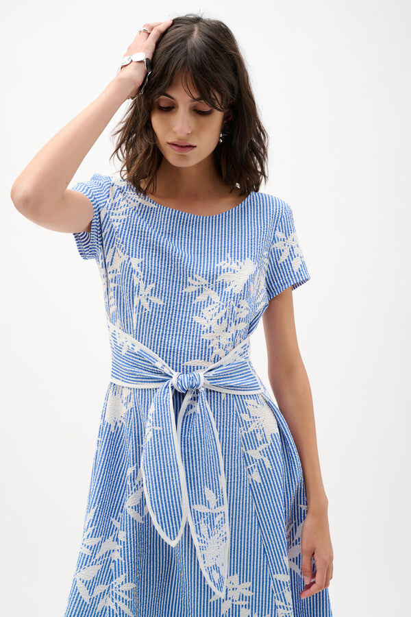 Joseph Ribkoff 262191 Vanilla And Blue Dress