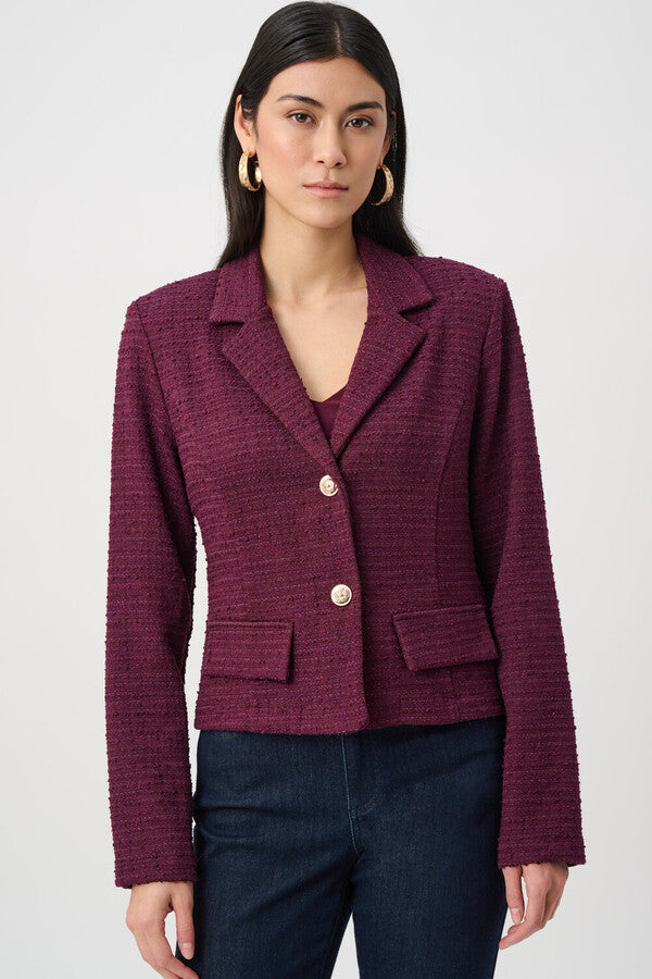 Joseph Ribkoff 263033 Elderberry Tweed Boucle Cropped Jacket