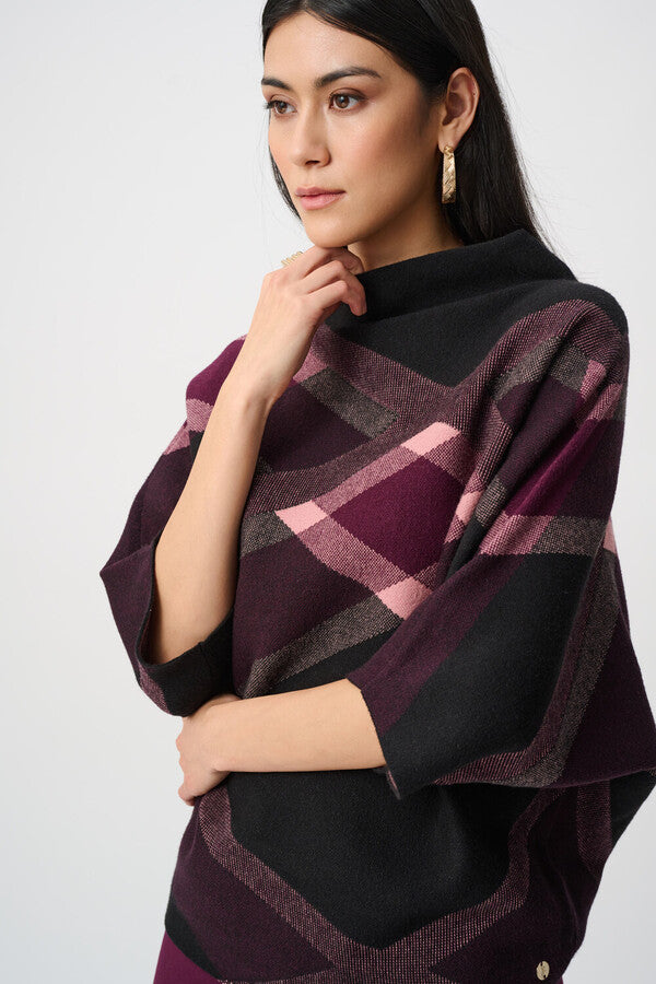 Joseph Ribkoff 263947 Black & Mulberry Batwing Jumper