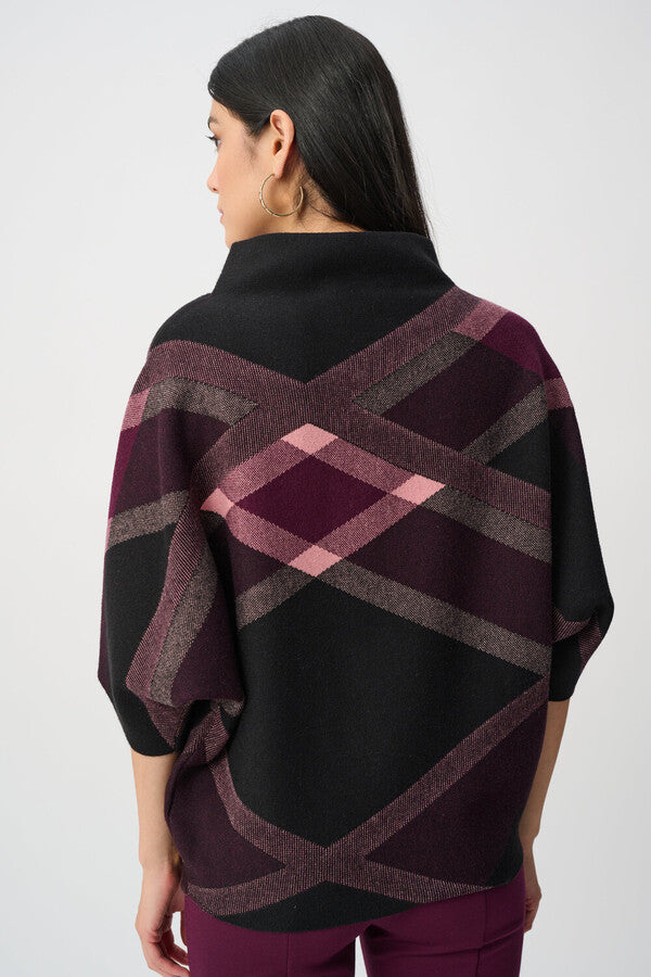 Joseph Ribkoff 263947 Black & Mulberry Batwing Jumper