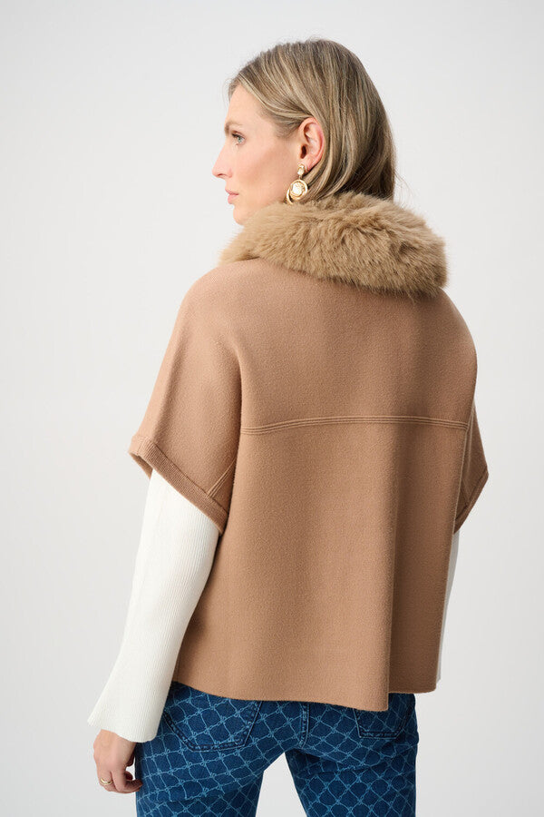 Joseph Ribkoff 263949 Camel Faux Fur Trim Jacket