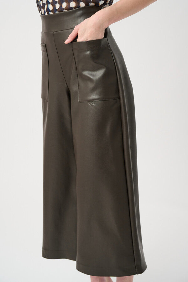 Joseph Ribkoff 263096 Faux Leather Wide Leg Trouser