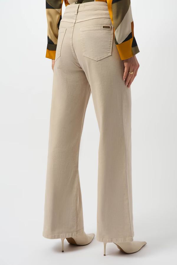Joseph Ribkoff 253950 Wide Leg Mid-Rise Stone Jeans