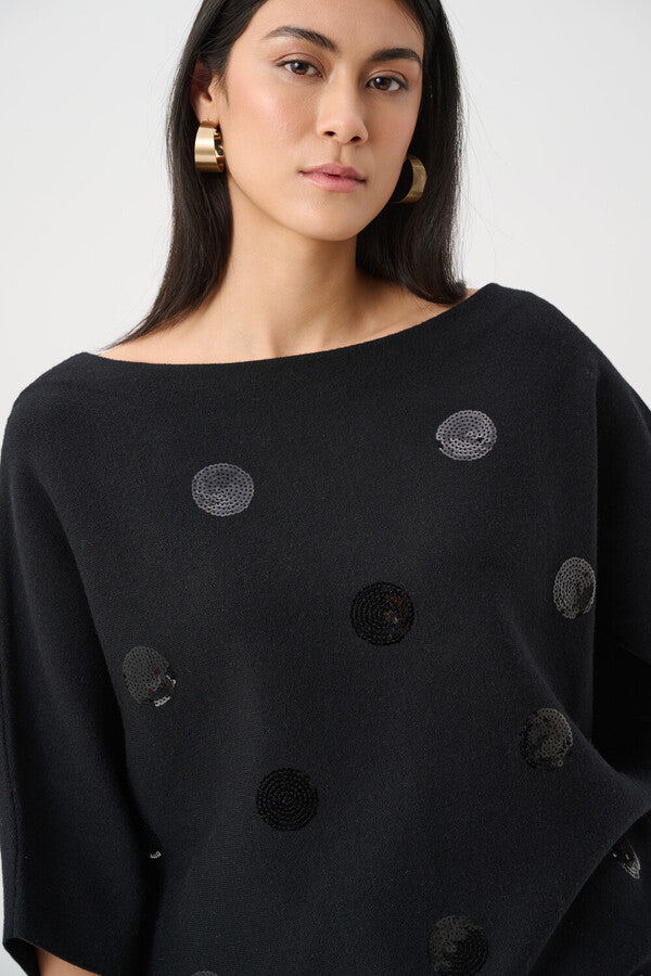 Joseph Ribkoff 263942 Black Circle Sequin Knitted Jumper